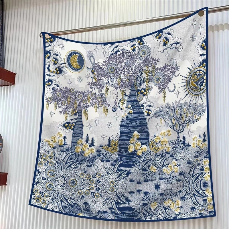 90cm * 90cm Hangzhou High Quality Twill Forged Large Square Scarf Fashion Printed Scarf Sunscreen Shawl Scarf