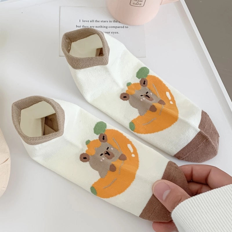 Socks Women’s Mid-tube Socks Cotton Socks Spring And Summer Sweat-absorbent Sports Cotton Socks White Women’s Socks Embroidered Kabibala Tide Socks