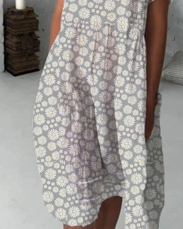 Summer Casual Round Neck Short Sleeved Dresses