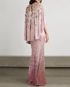 Cape-Effect Ombre Sequined Gown