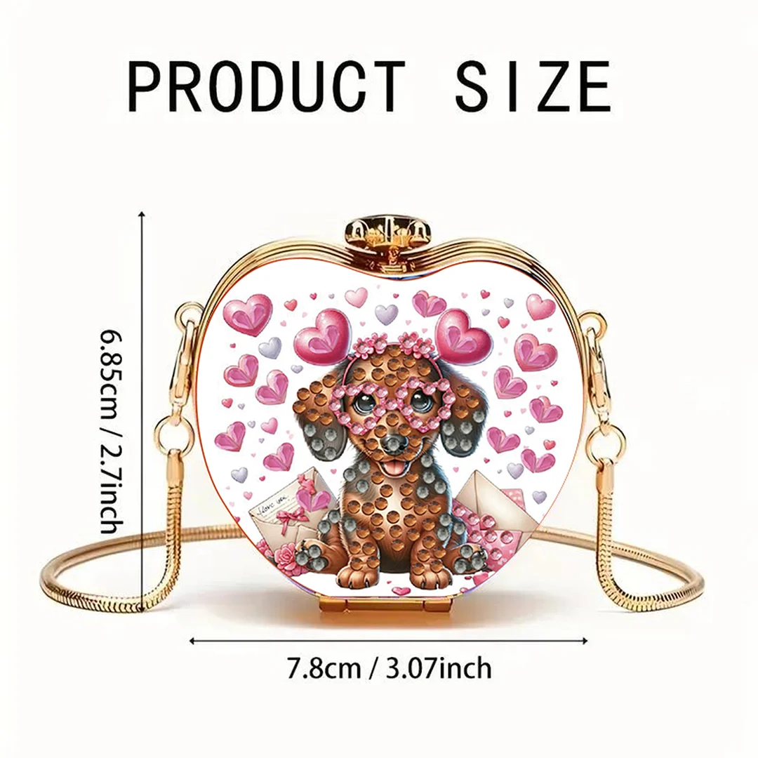 Dachshund DIY Acrylic Love Art Diamond Painting Coin Purse with Chain for Women