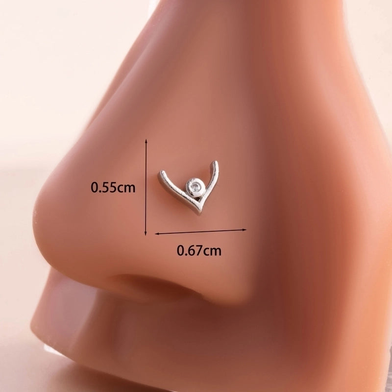 1 Piece Nose Rings & Studs Casual Minimalist Butterfly Antlers 316L Stainless Steel  Copper Inlay Zircon Nose Rings & Studs