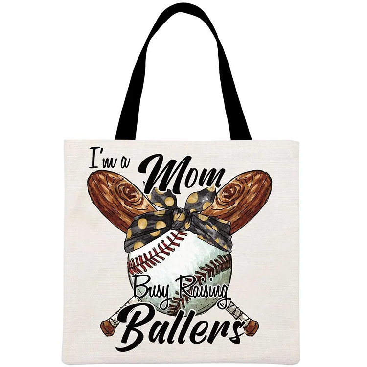 Baseball mom Printed Linen Bag-Annaletters