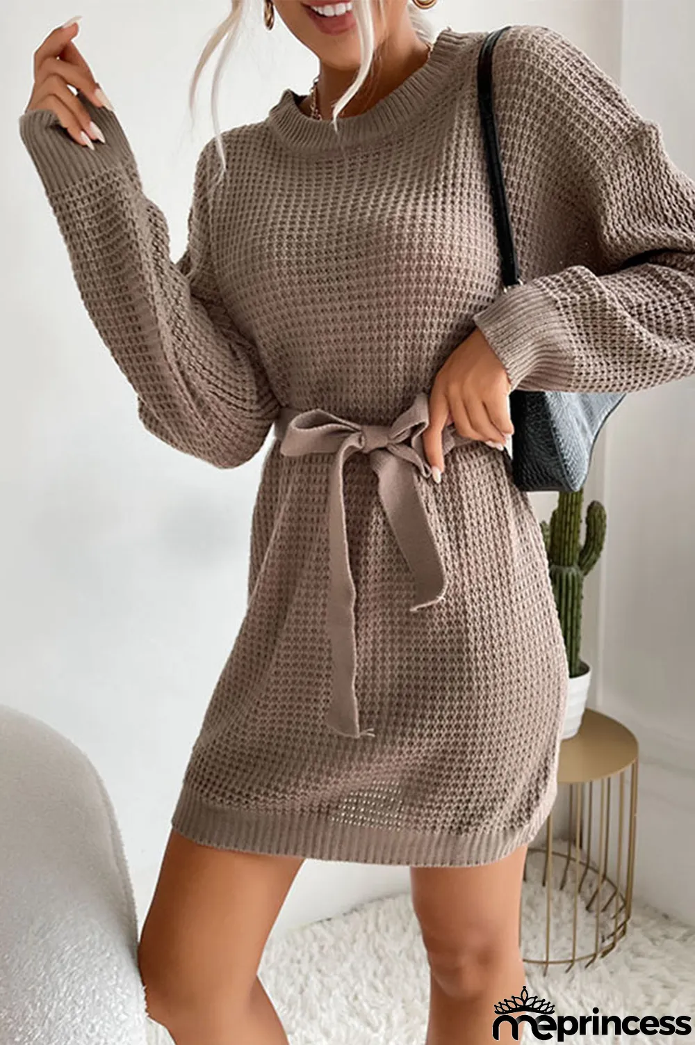 Fashion Solid Frenulum O Neck Straight Dresses