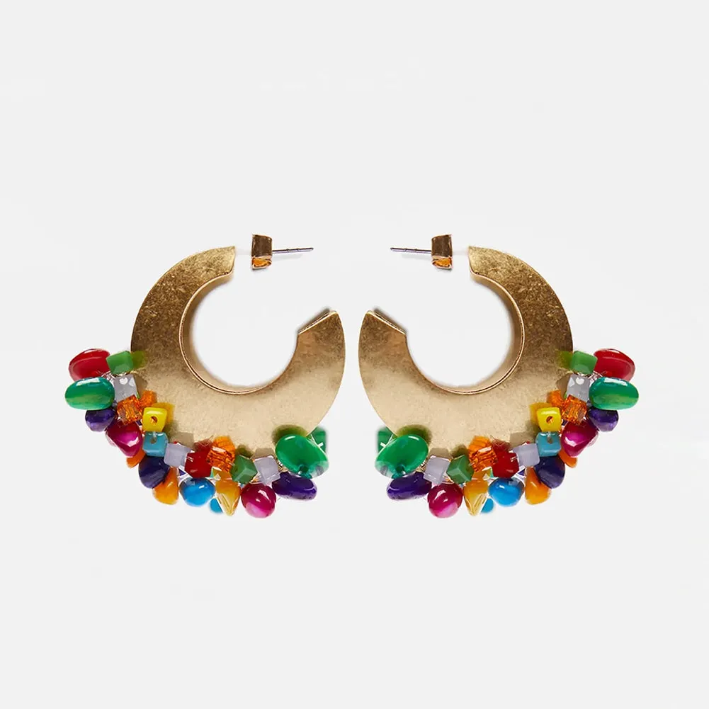 Dvacaman 2020 New Fashion Irregular Ceramic Pendant Earrings Women Vintage Handmade Resin/Wood/Metal Long Drop Earrings Jewelry