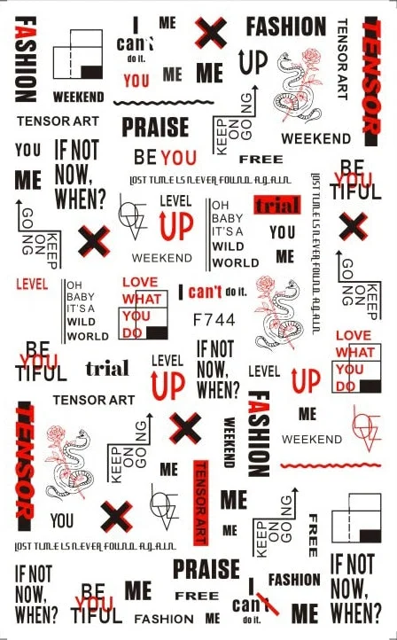 1PC Black Rose Flower Leaves 3D Nail Stickers Colorful Lines Waves Alphabet Sticker Slider Nail Art Decoration For Manicuring