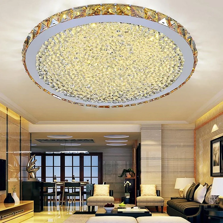18'' Rounded Antique Painted Metal Crystal LED Modern Ceiling Lights - Appledas