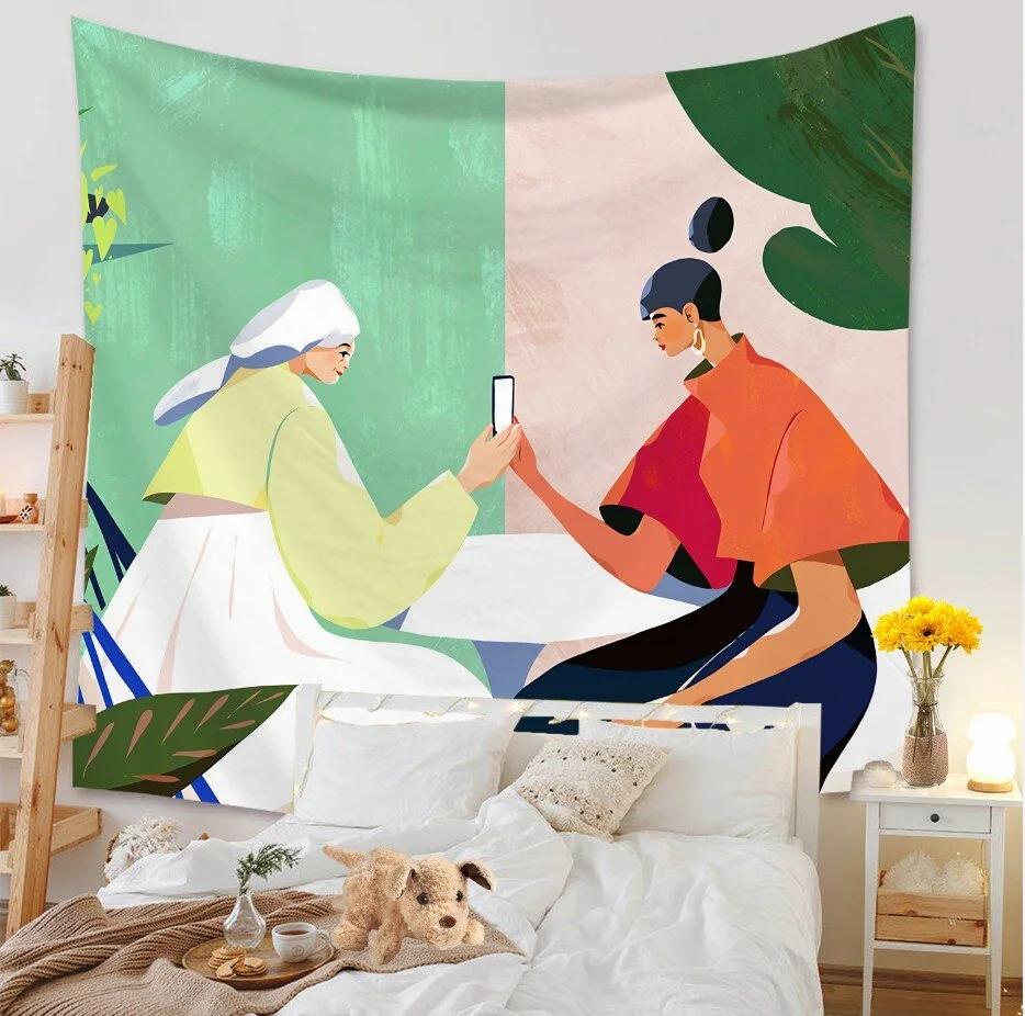 Abstract Painting Wall Hanging Tapestry Blanket Decoration Living Room Art Tapestry Carpet Boho Throw Towel Wall Hanging Macrame