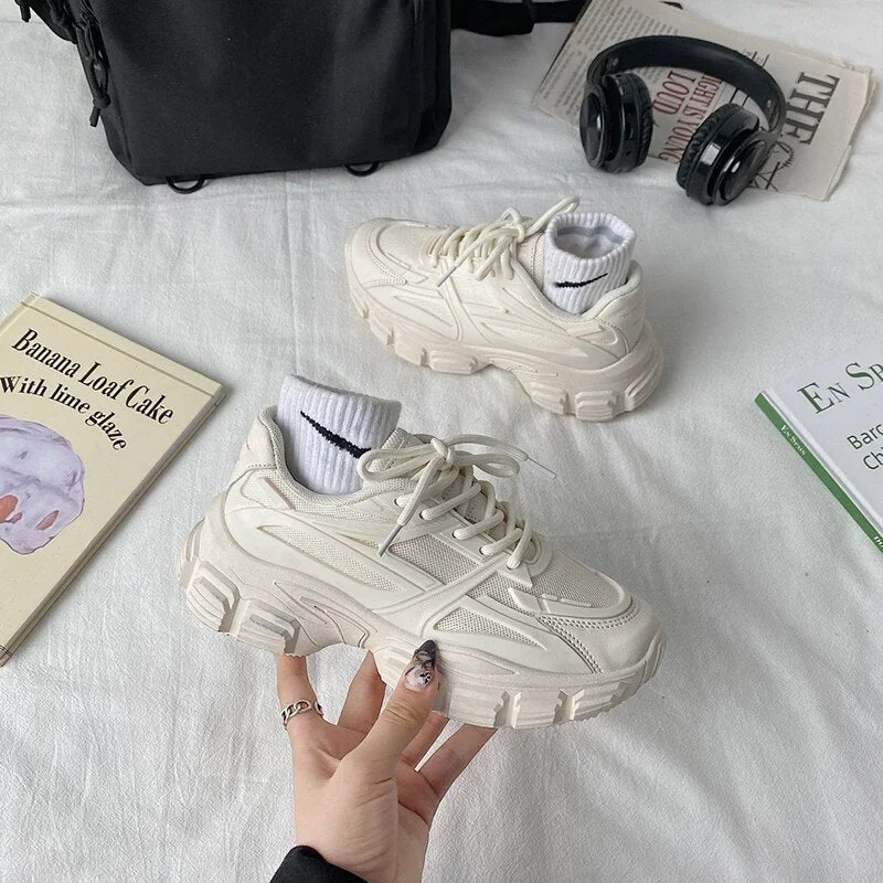 Halloween Lourdasprec Women Chunky Platform Sneakers Designer Thick Sole Women's Shoes Fashion White Ladies Breathable Light Shoe Zapatillas Mujer