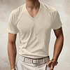  Men's V-Neck Ribbed T-Shirt - Stylish and Comfortable for Everyday Wear by Inlyline