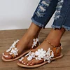 Gioiacombo™ Sandali da spiaggia piatti con perle floreali