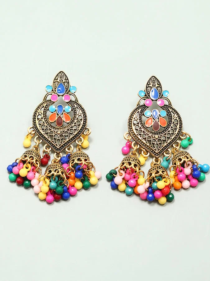 Boho Round Colorful Bead Earrings socialshop