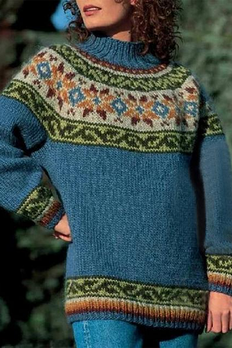 Long Sleeve Jacquard Casual Sweater