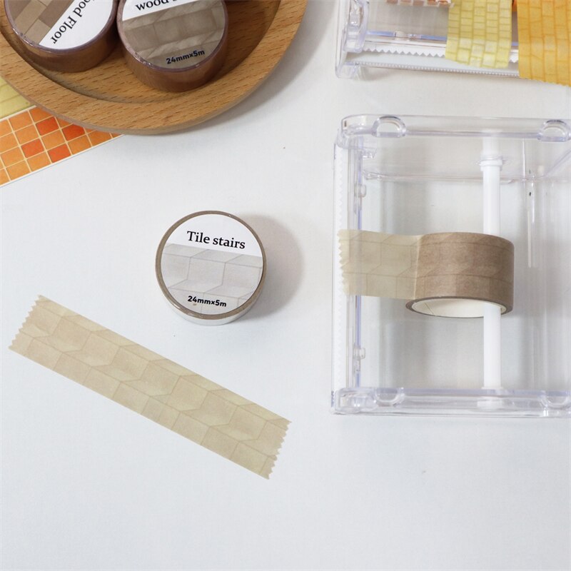 JOURNALSAY 24mm*5m Creative Wall Tiles Washi Tape DIY Border Scene Collage Material