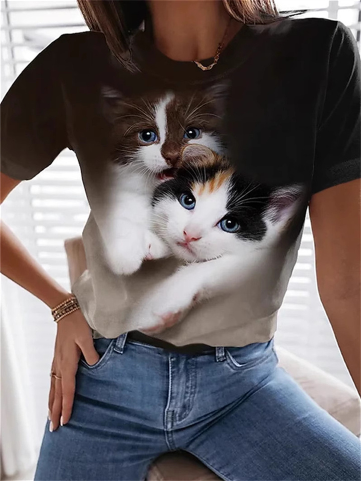 3D Animal Digital Printing Short Sleeve Round Neck T-shirt S M L XL 2XL 3XL 4XL 5XL