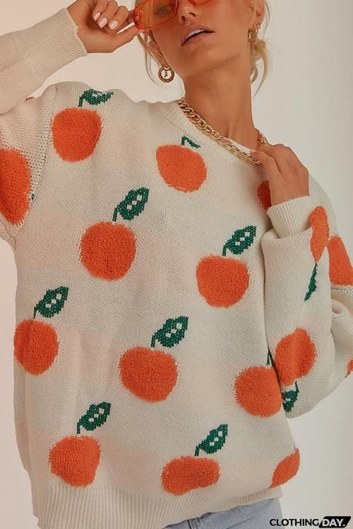 Orange O Neck Jumper Sweater