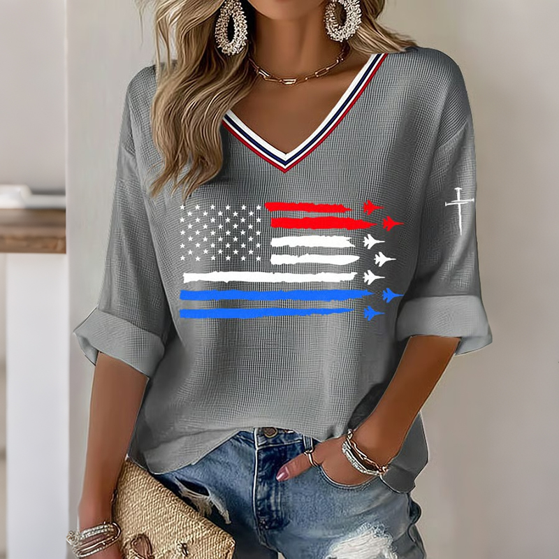  Women's Vintage Flag  Art Print T Shirt Westsshops