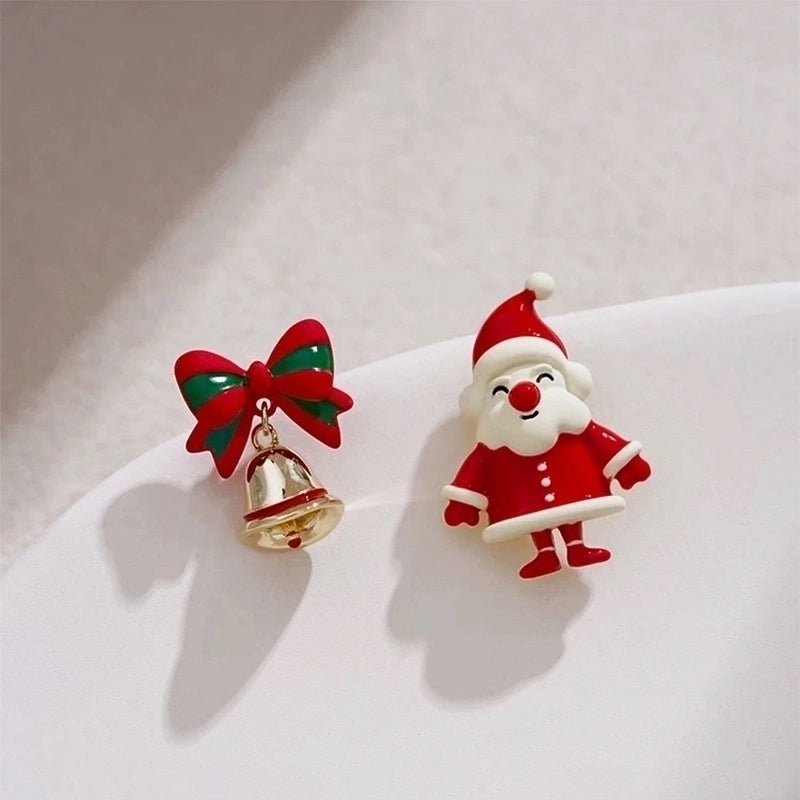 Fashion Christmas Tree Snowman Snowflake Alloy Enamel Rhinestones Women’s Drop Earrings Ear Studs 1 Pair