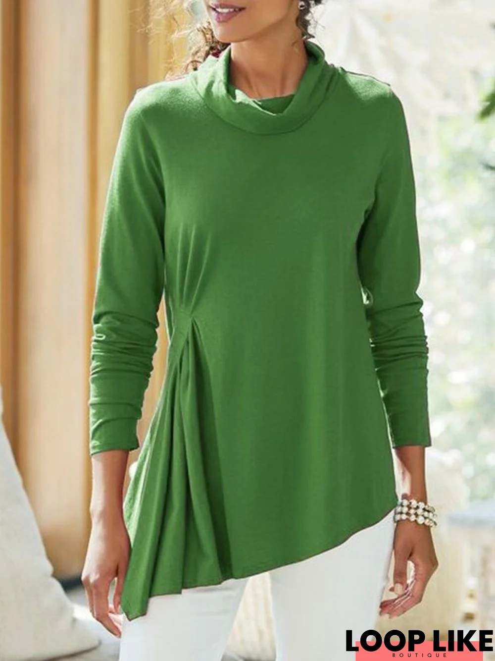 Casual Solid Long Sleeveshirt & Tunic Top