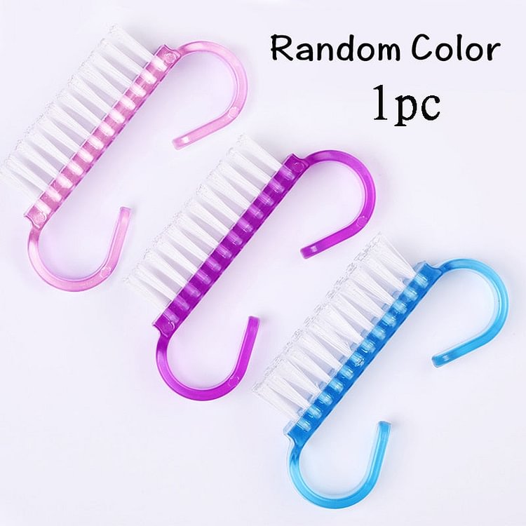1PC UV Gel Drawing Brushing Nail Brush Cleaning Remove Dust Powder Plastic Cleaner Nail Art Manicures Care Tool Random Color