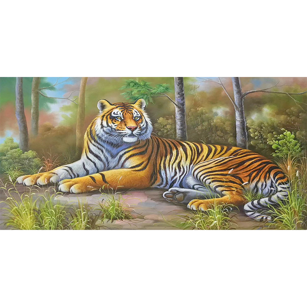 

85*45CM - Round Drill Diamond Painting - Forest King Tiger, 501 Original
