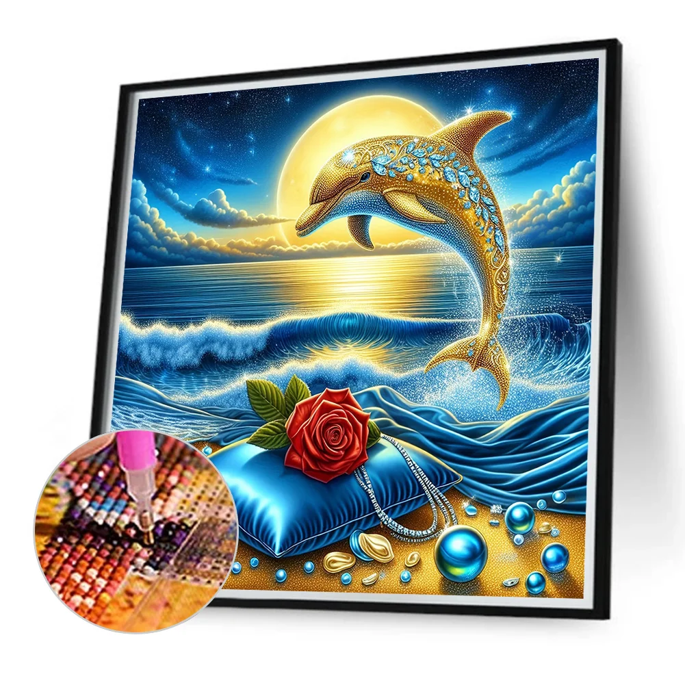 Diamond Painting - Full Round Drill - Ocean Dolphin(Canvas|40*40cm)