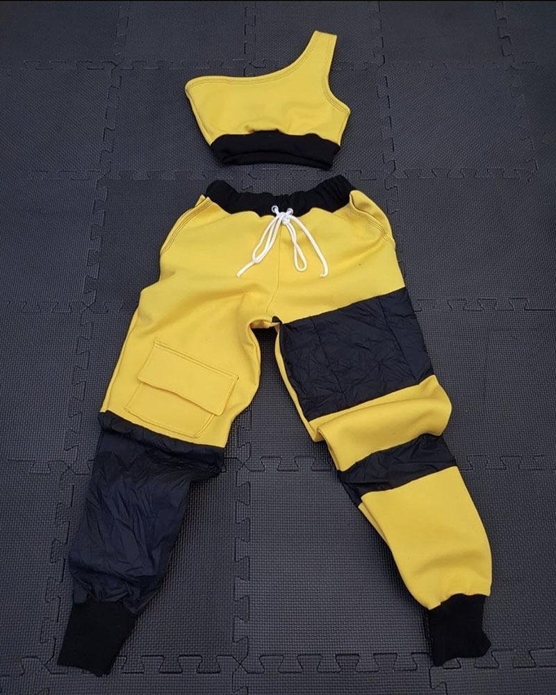 Women's Sporty Patchwork Printed Sets11