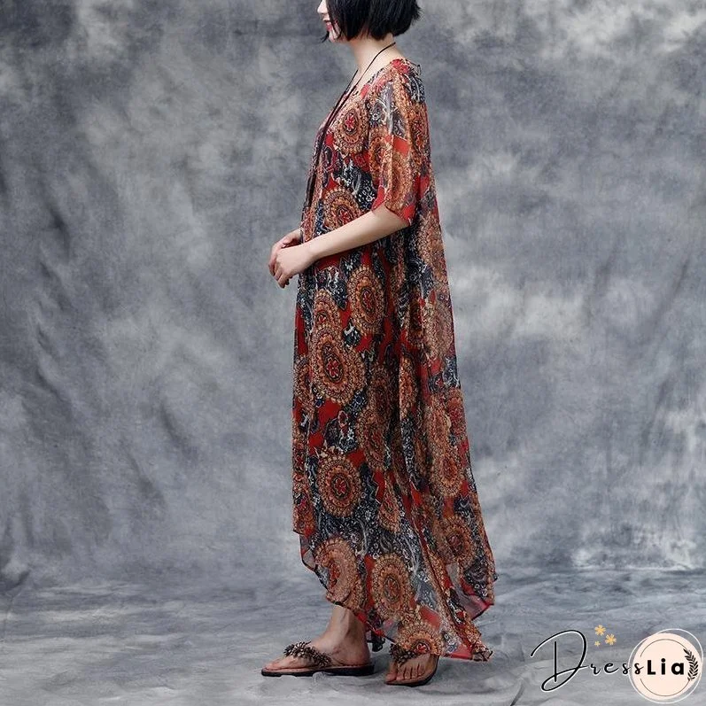 Summer Floral Short Sleeve Casual Two-Piece Dress