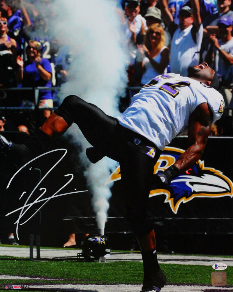 Ray Lewis Autographed Baltimore Ravens 16x20 Tunnel Dance Photo Poster painting- Beckett W Auth