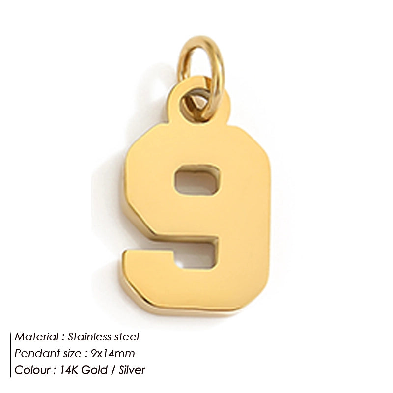 1 Piece 14*17mm 8 * 14mm 304 Stainless Steel 14K Gold Plated Number Pendant Jewelry Accessories