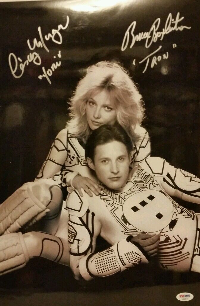 BRUCE BOXLIETER CINDY MORGAN Signed Autographed 12x18 Tron Photo Poster painting PSA/DNA X82540