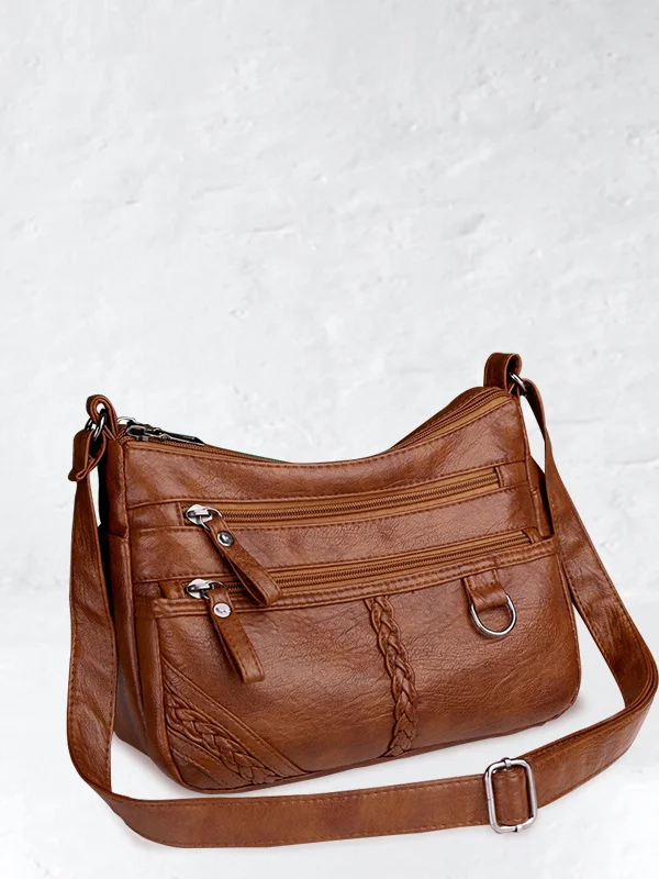 VChics Multi Pockets Soft Leather Crossbody Bag