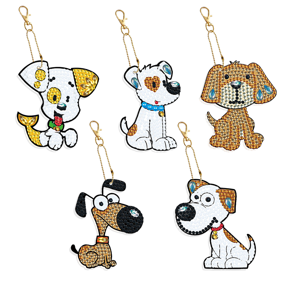 

5pcs Dog Double Sided - 5D DIY Craft Keychain, 501 Original