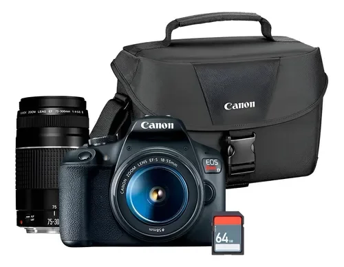 Kit C&aacute;mara Canon Eos Rebel T7 + Lentes 18-55mm Y 75-300mm
