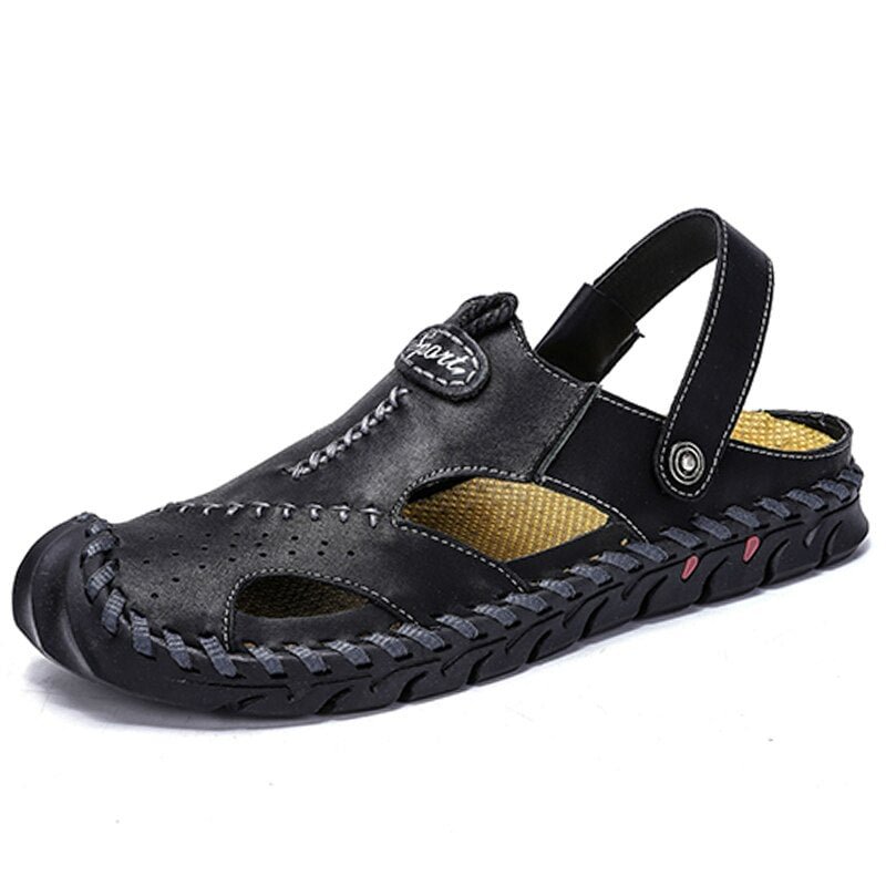 Summer Men's Sandals Genuine Leather Original Men Slippers Roman Designer Men Beach Sandals Soft Man Outdoors Shoes Plus Size 48