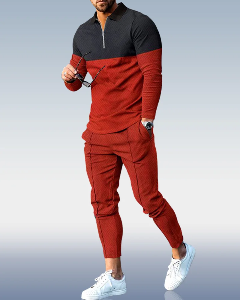 Men's Casual Personality Polo Suit 096