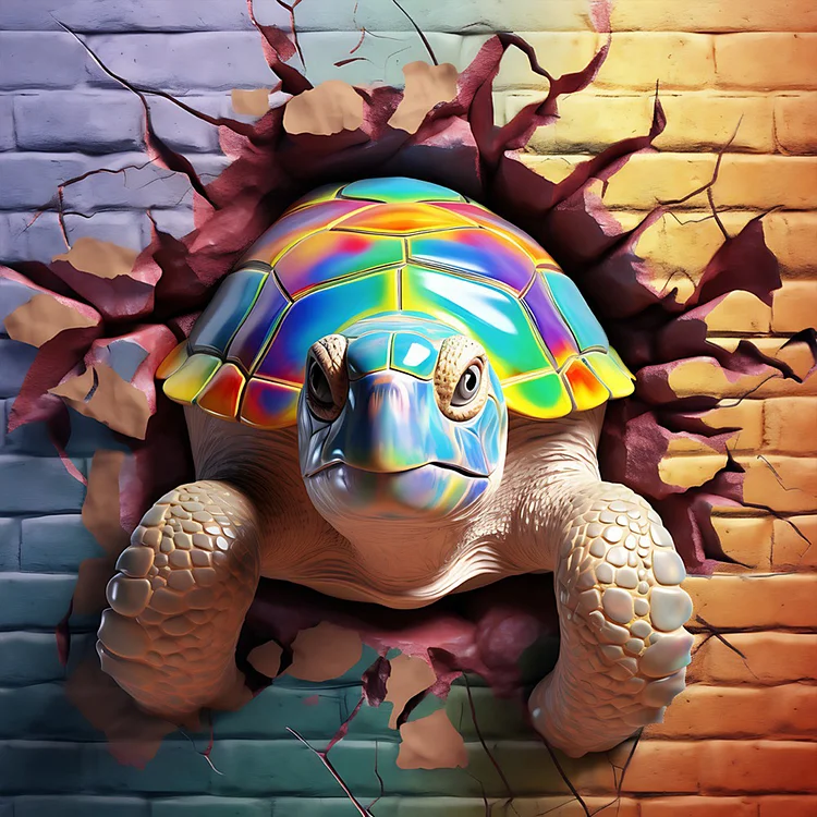 Turtle Breaking Through The Wall 30*30CM(Canvas) Full Round Drill Diamond Painting gbfke