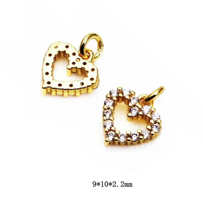 1 Piece 10*11mm 10*13mm 12*10.5mm Copper Zircon Star Heart Shape Flower Jewelry Accessories Pendant