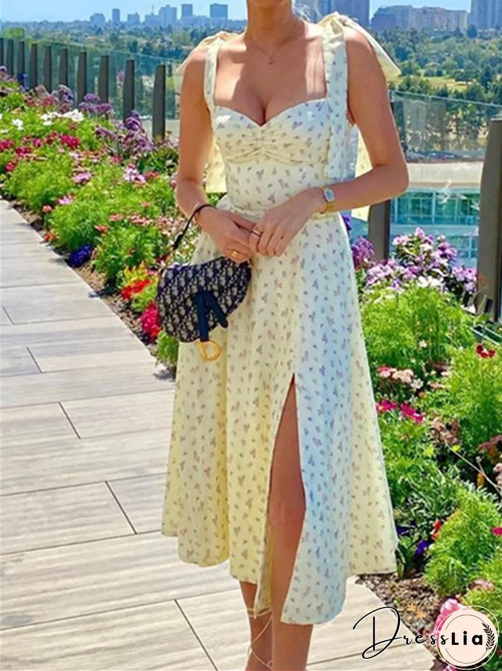 Women's Fashion V-neck Sling Floral Casual Dresses