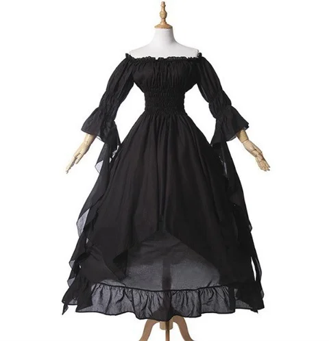 Gothic Vintage Lace Bell Sleeves Off-shoulder Dress