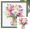 Flowers Full 18CT 2 Strands DIY Stamped Cross Stitch Kits for Beginners Adults Home Wall Decor Cross Stitch Art and Crafts Kits 25x25cm