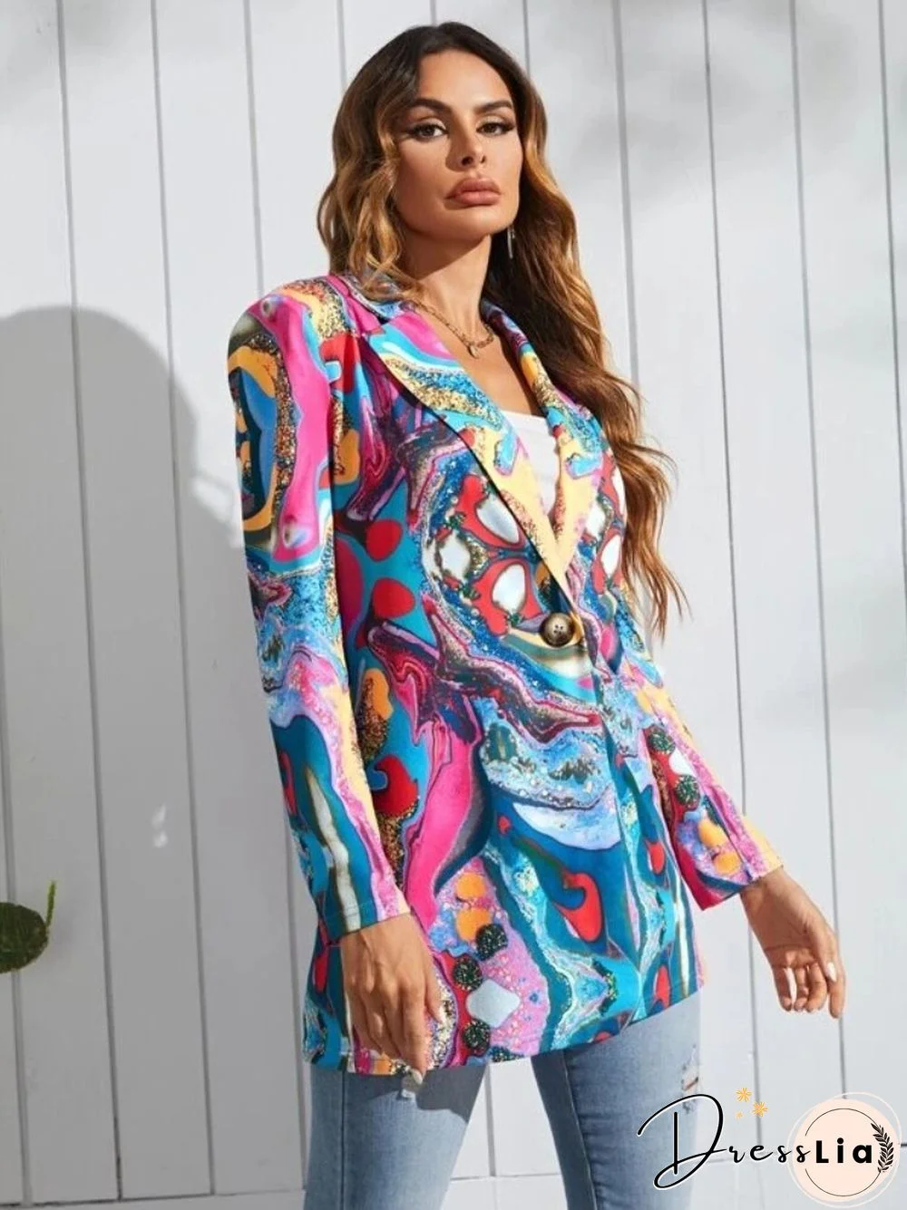 New Spring And Autumn Printed Lady's Casual Small Suit Coat Fashion Women's Wear Colorful Blazer Jacket For Women Suit Blazer