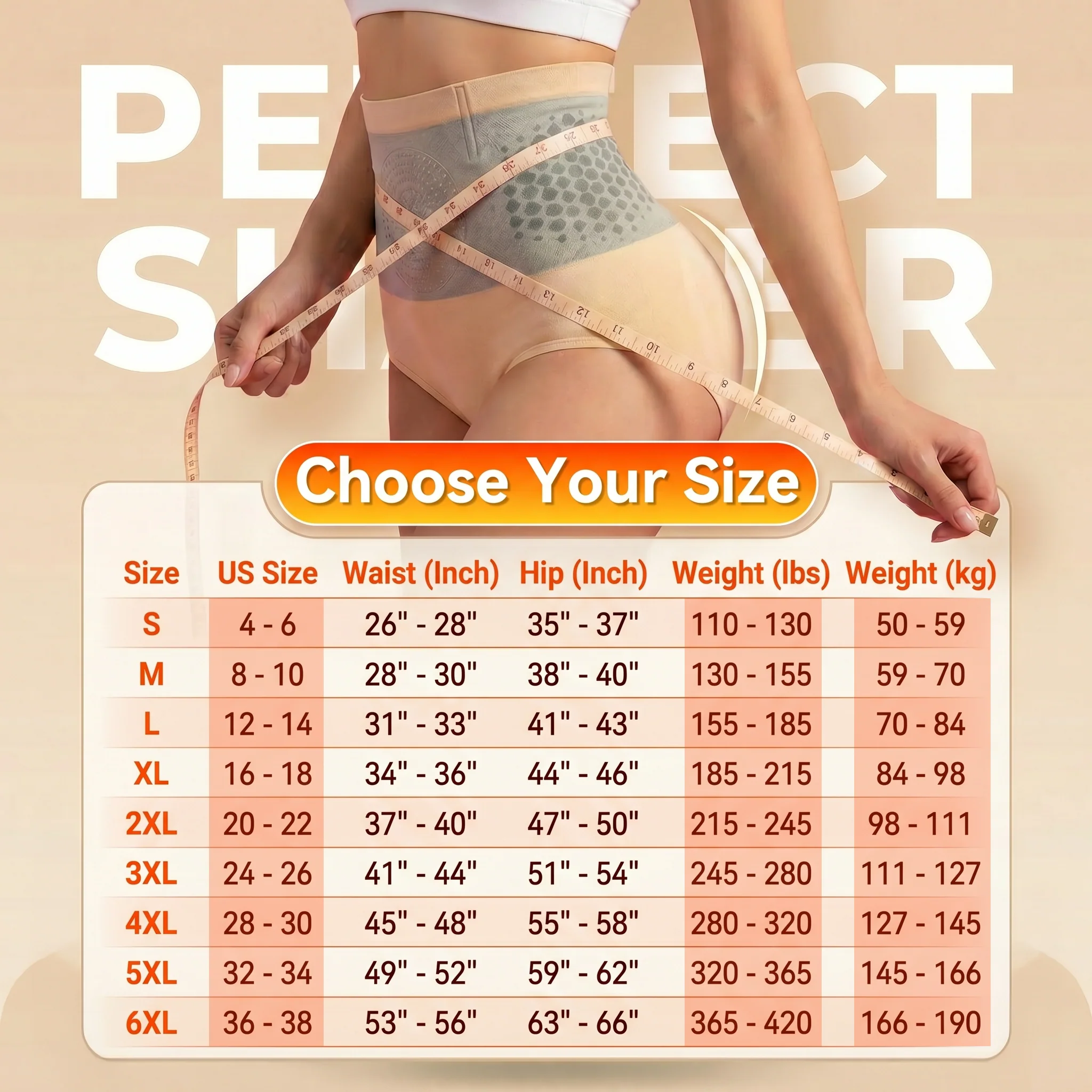 Perfect Shaper size guide