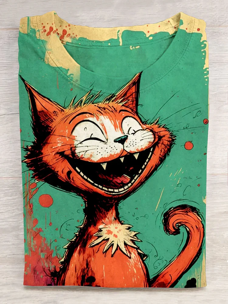 Funny Vintage Cat Art Painting T-Shirt