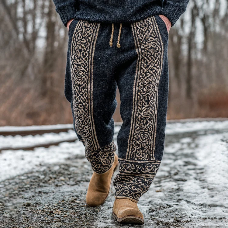 Men's Viking Tribal Celtic Knot Art Cozy Knit Pants
