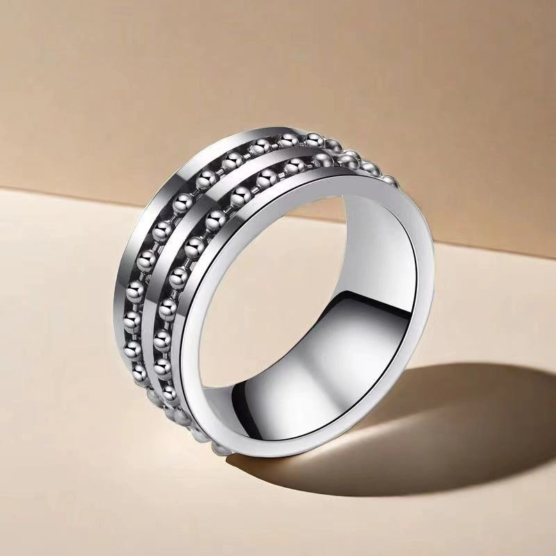 Vintage Style Classic Style Geometric Titanium Steel Polishing Men’s Rings Men Band Rings