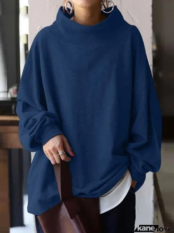 Women's Hoodies Loose High Neck Pullover Long Sleeve Hoodie