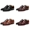 Fashion Double Monk Strap Mens Dress Shoes Leather 