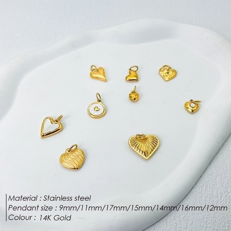 1 Piece 9*7mm 316 Stainless Steel 14K Gold Plated Heart Shape Polished Pendant