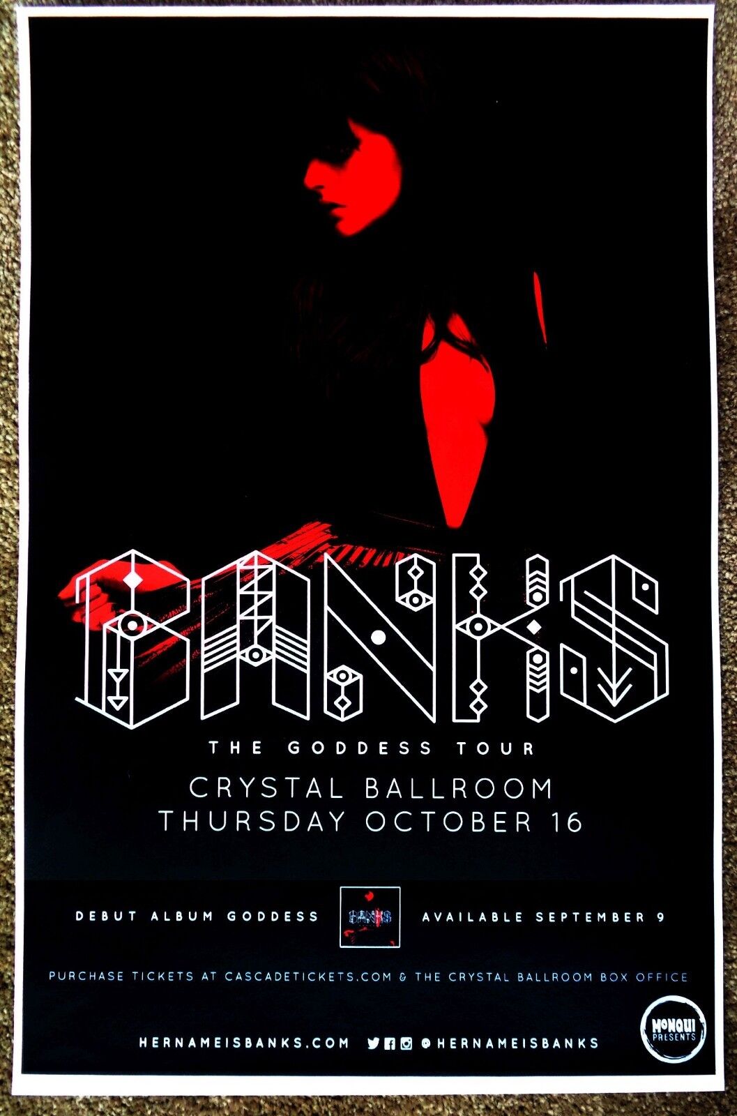 BANKS 2014 Gig POSTER Goddess Portland Oregon Concert Jillian Rose Banks